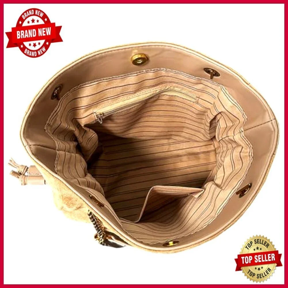 Large Faux Suede Hobo Tote with Chain Strap, Spacious Shoulder Bag